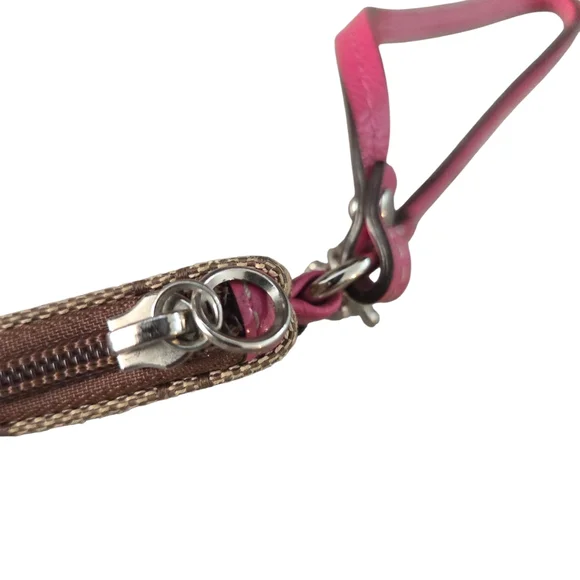 Coach Pink and Brown Stripe Wristlet - Picture 5 of 7